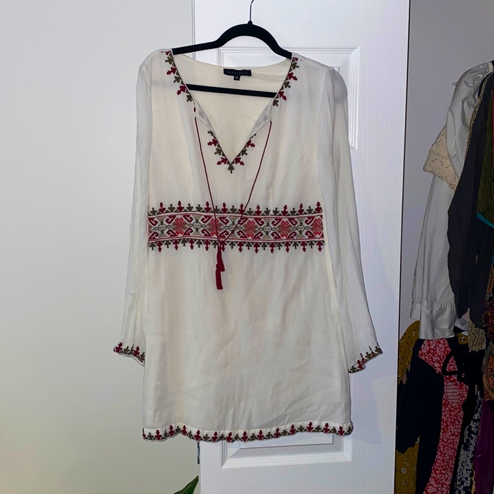 SANCTUARY boho embroidered mini dress // SZ S